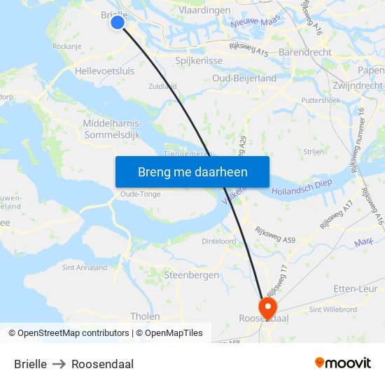 Brielle to Roosendaal map