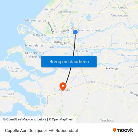 Capelle Aan Den Ijssel to Roosendaal map