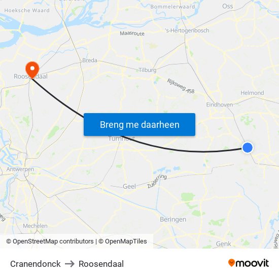 Cranendonck to Roosendaal map