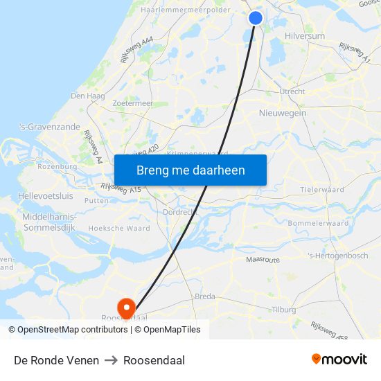 De Ronde Venen to Roosendaal map