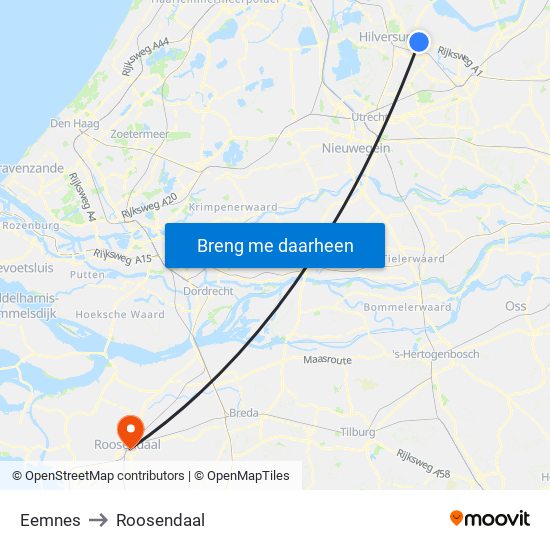 Eemnes to Roosendaal map