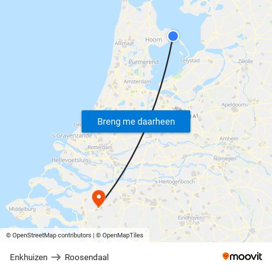 Enkhuizen to Roosendaal map