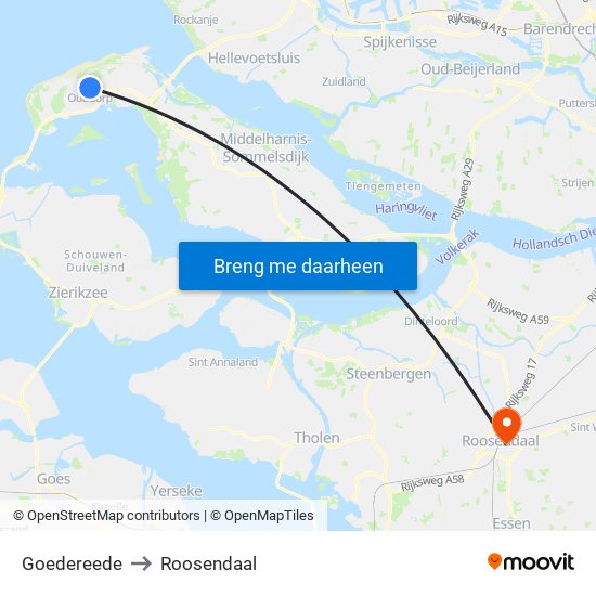 Goedereede to Roosendaal map