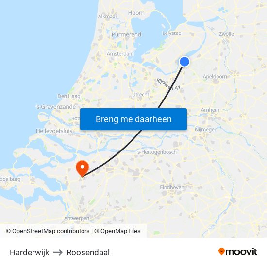 Harderwijk to Roosendaal map