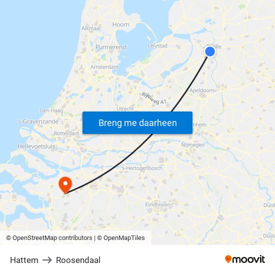 Hattem to Roosendaal map