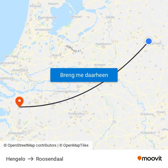 Hengelo to Roosendaal map