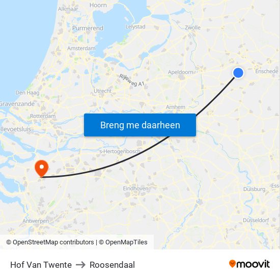 Hof Van Twente to Roosendaal map