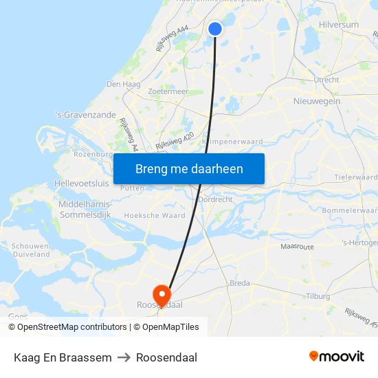 Kaag En Braassem to Roosendaal map