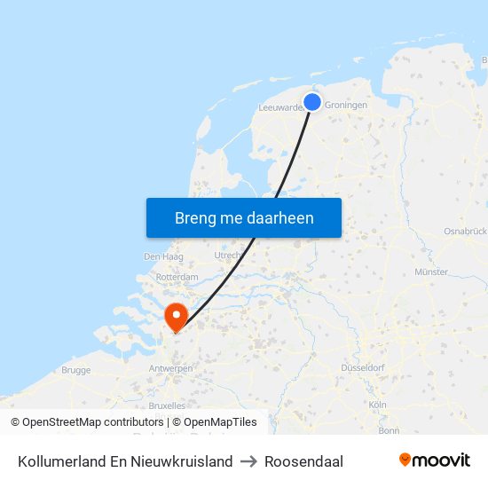 Kollumerland En Nieuwkruisland to Roosendaal map