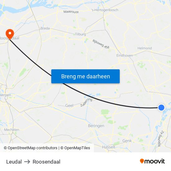 Leudal to Roosendaal map