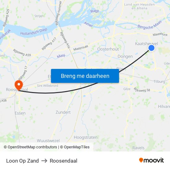 Loon Op Zand to Roosendaal map