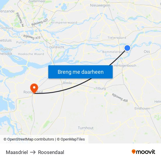 Maasdriel to Roosendaal map