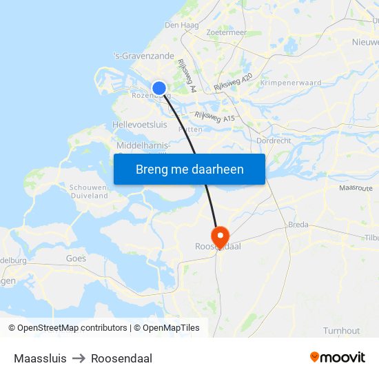 Maassluis to Roosendaal map