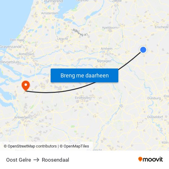Oost Gelre to Roosendaal map