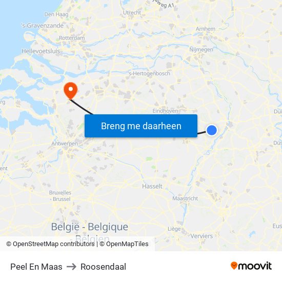 Peel En Maas to Roosendaal map