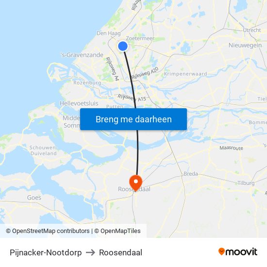 Pijnacker-Nootdorp to Roosendaal map