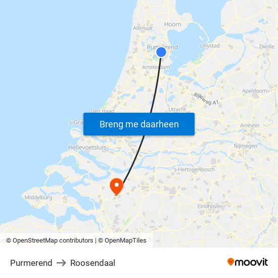 Purmerend to Roosendaal map