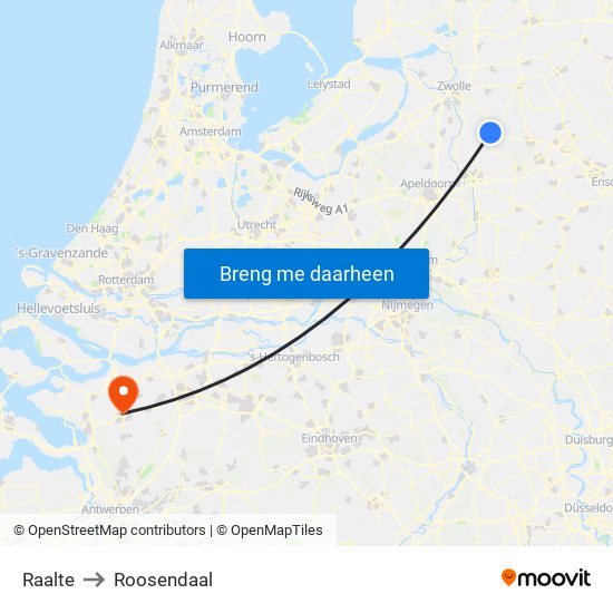 Raalte to Roosendaal map