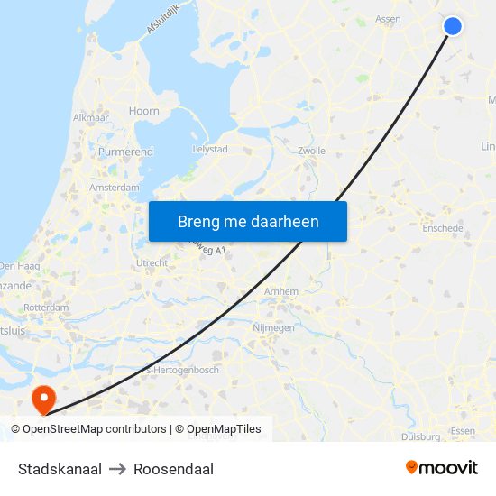 Stadskanaal to Roosendaal map