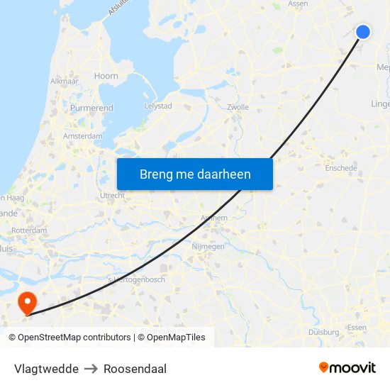Vlagtwedde to Roosendaal map