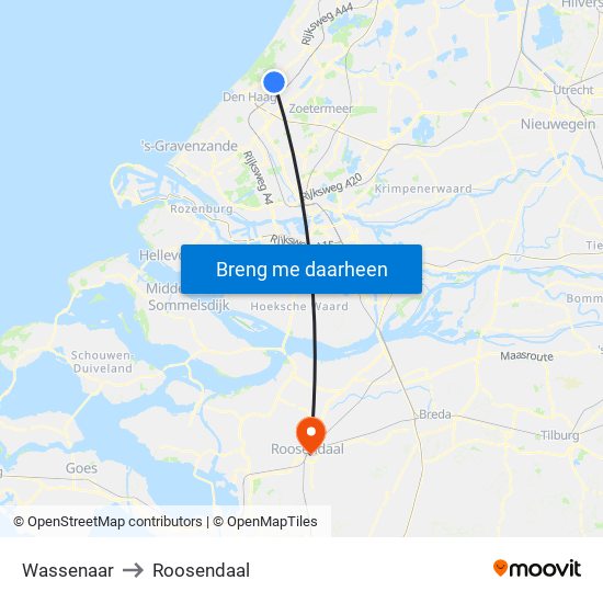Wassenaar to Roosendaal map