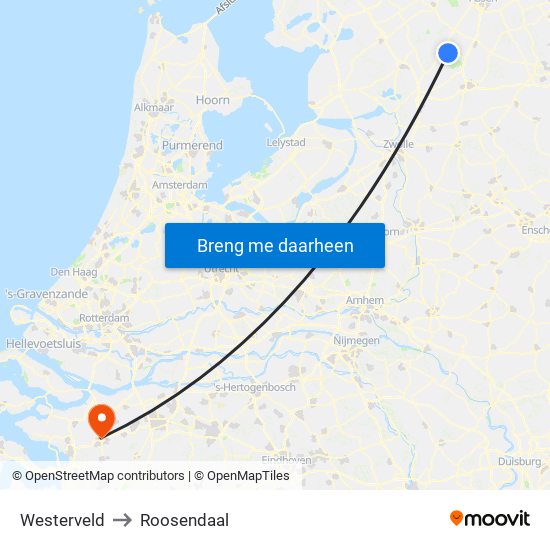 Westerveld to Roosendaal map