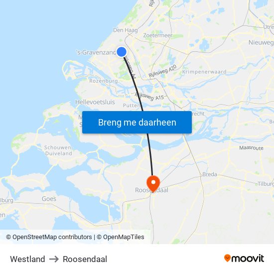 Westland to Roosendaal map