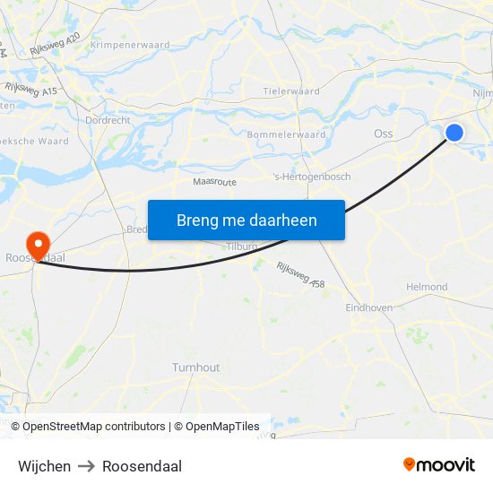 Wijchen to Roosendaal map