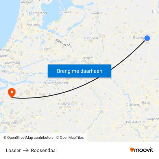 Losser to Roosendaal map