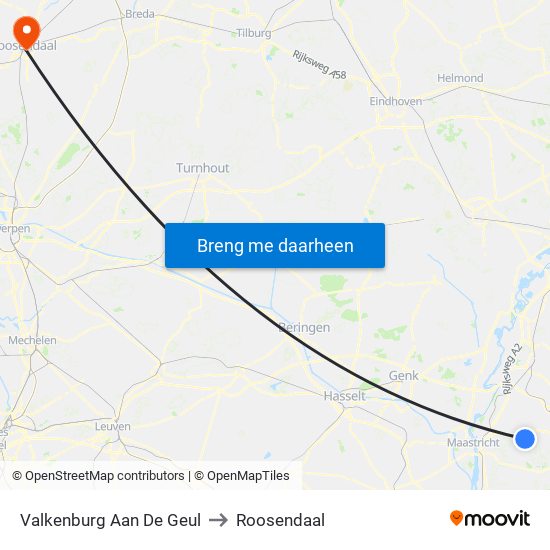 Valkenburg Aan De Geul to Roosendaal map
