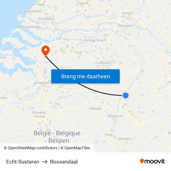 Echt-Susteren to Roosendaal map