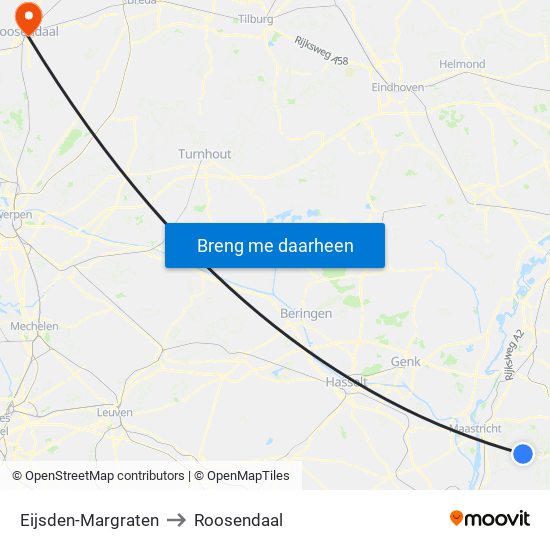 Eijsden-Margraten to Roosendaal map