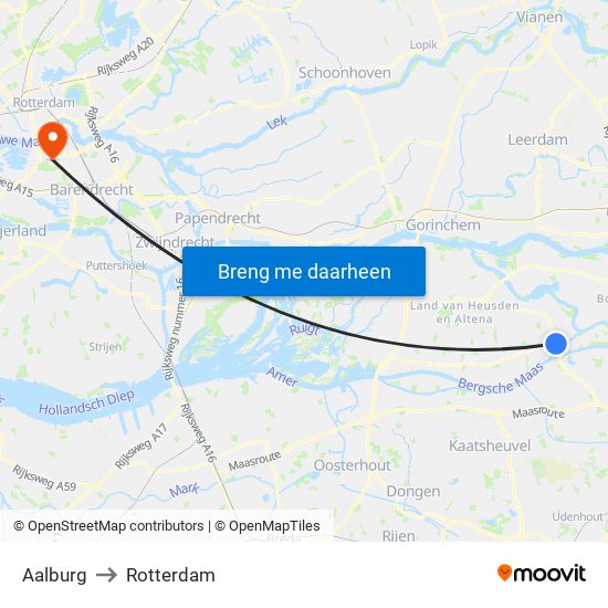 Aalburg to Rotterdam map