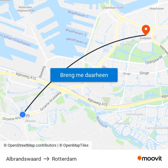 Albrandswaard to Rotterdam map