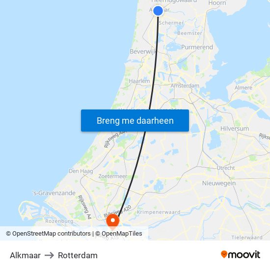 Alkmaar to Rotterdam map