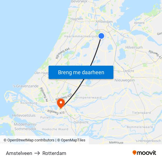 Amstelveen to Rotterdam map