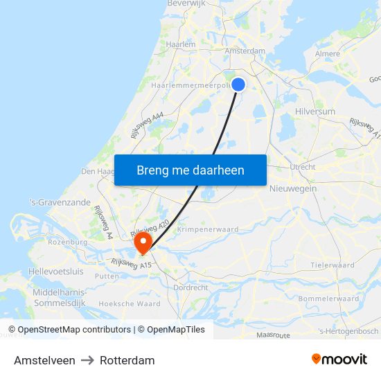 Amstelveen to Rotterdam map