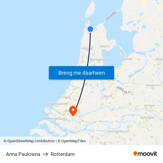 Anna Paulowna to Rotterdam map