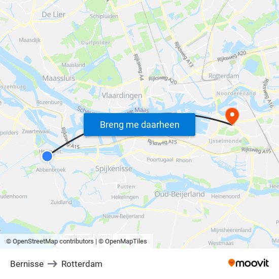 Bernisse to Rotterdam map