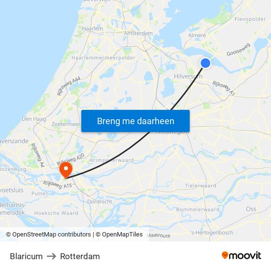 Blaricum to Rotterdam map