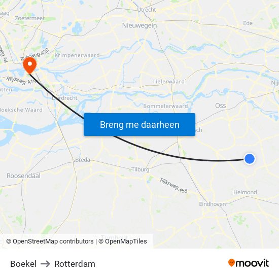 Boekel to Rotterdam map