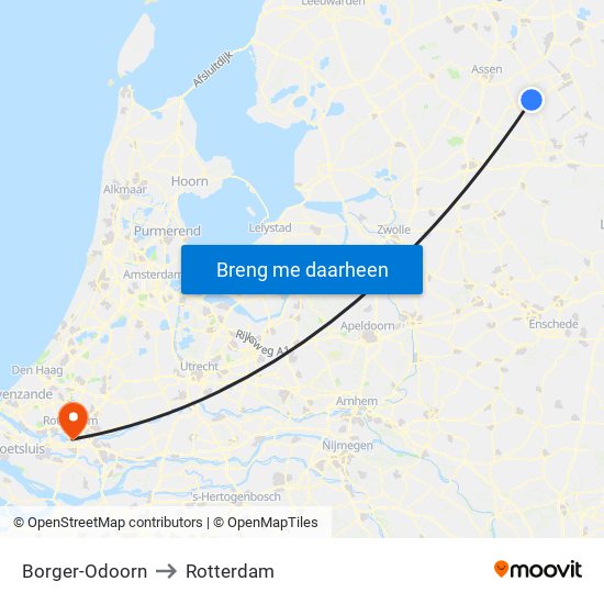 Borger-Odoorn to Rotterdam map