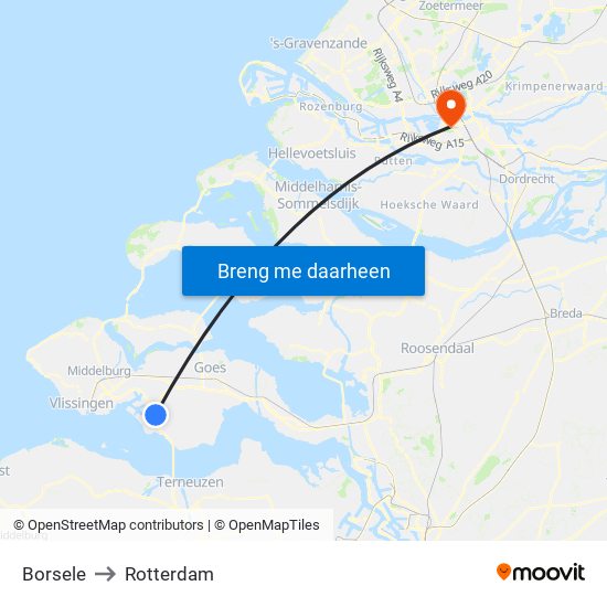 Borsele to Rotterdam map