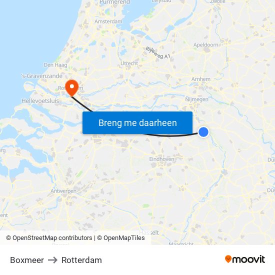 Boxmeer to Rotterdam map