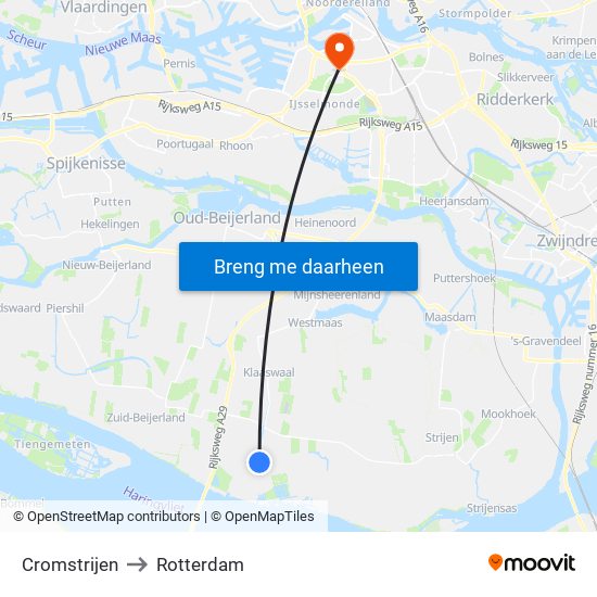 Cromstrijen to Rotterdam map