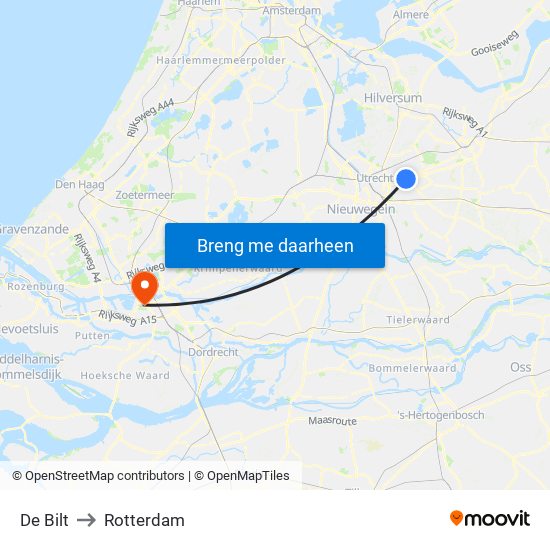 De Bilt to Rotterdam map