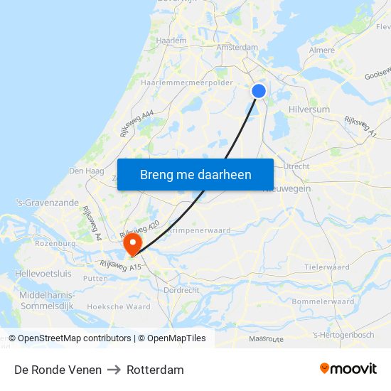 De Ronde Venen to Rotterdam map