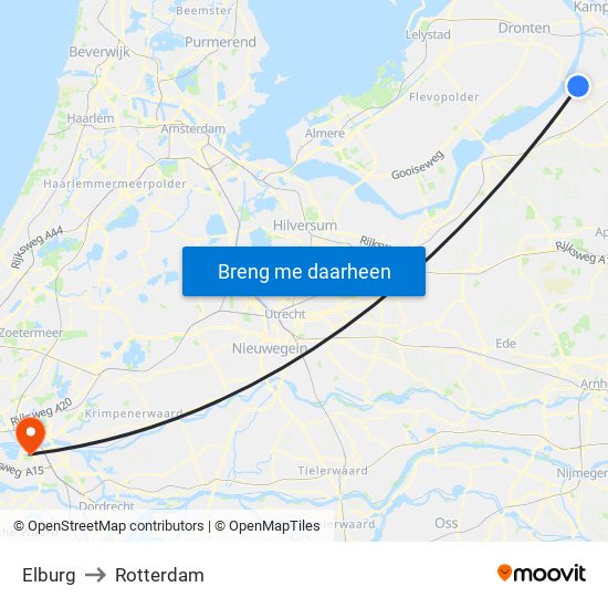 Elburg to Rotterdam map