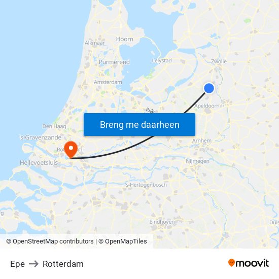 Epe to Rotterdam map