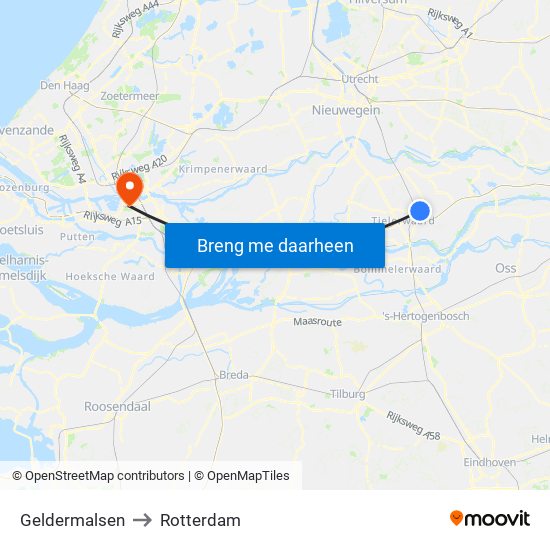 Geldermalsen to Rotterdam map